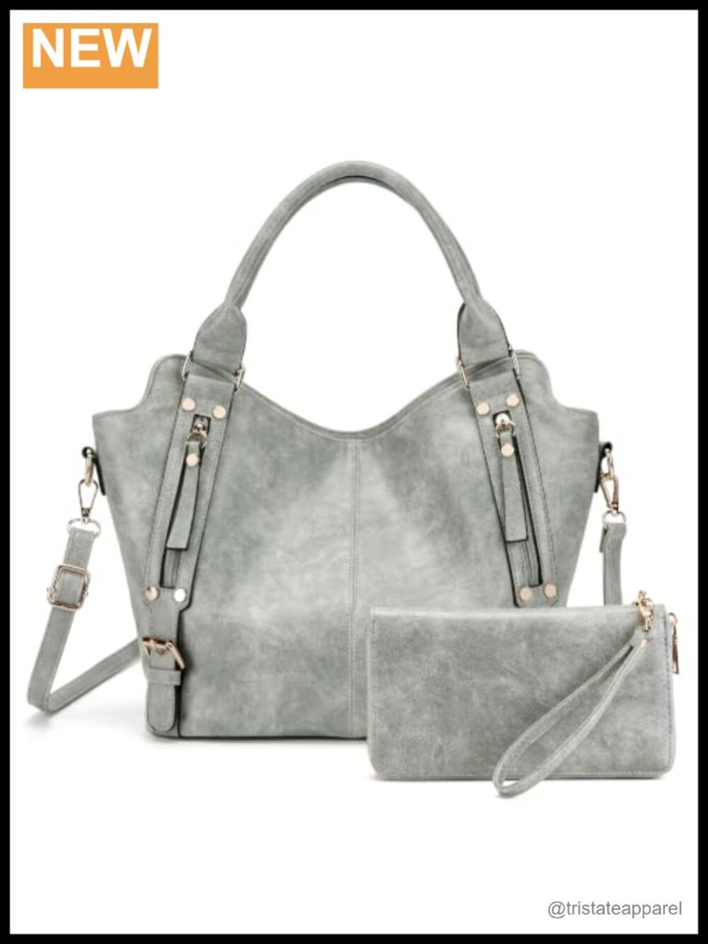 Vegan Leather Hobo Crossbody Bag & Wallet 2pc Set Large Shoulder Purse